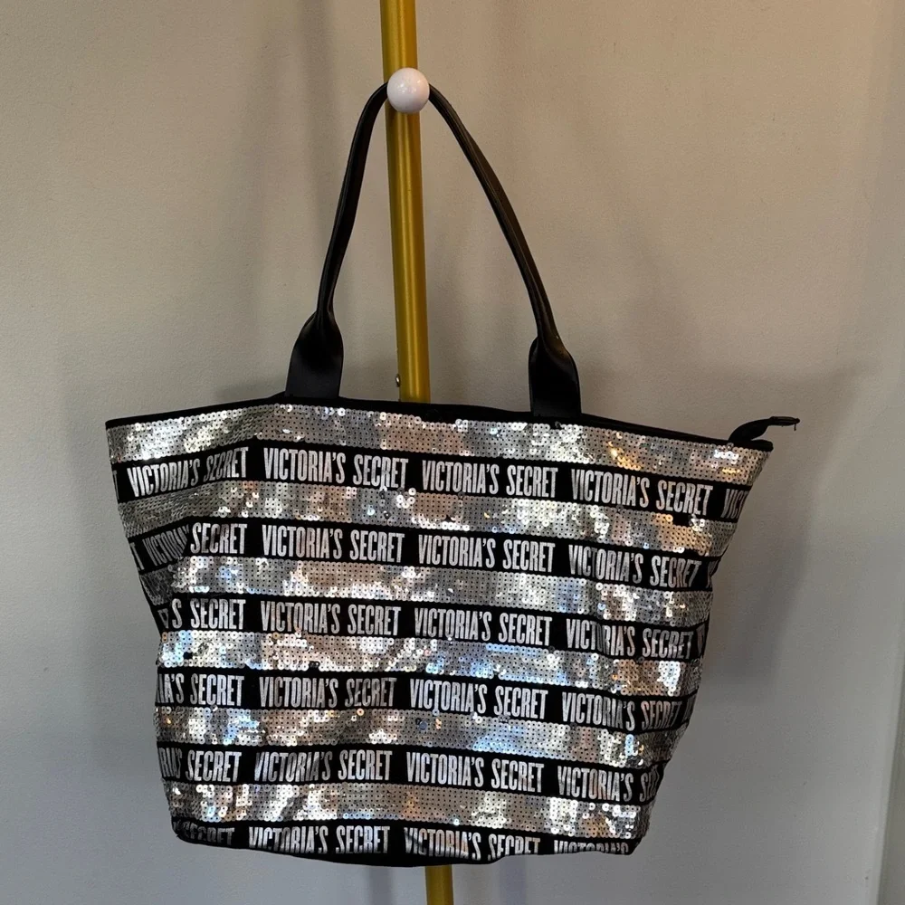Victoria's Secret sequined Black and Silver Tote